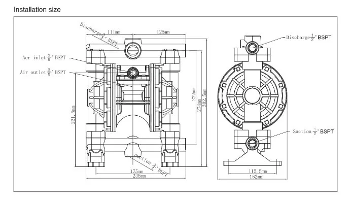 QBK Tipe Pneumatic Diaphragm Pump Air dioperasikan Double Diaphragm Pump 1.5kgs 2